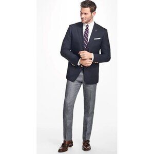 BROOKS BROTHERS Men's Blazer 48L Regent 100%‎ WOOL Black ITALY MADE Gold Button